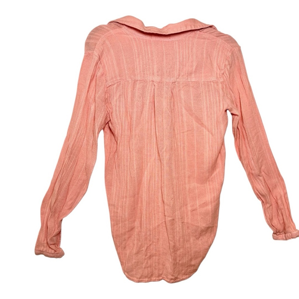 Cloth & Stone Pink Textured Button Shirt Hi Low Coastal Preppy Small - Picture 3 of 7